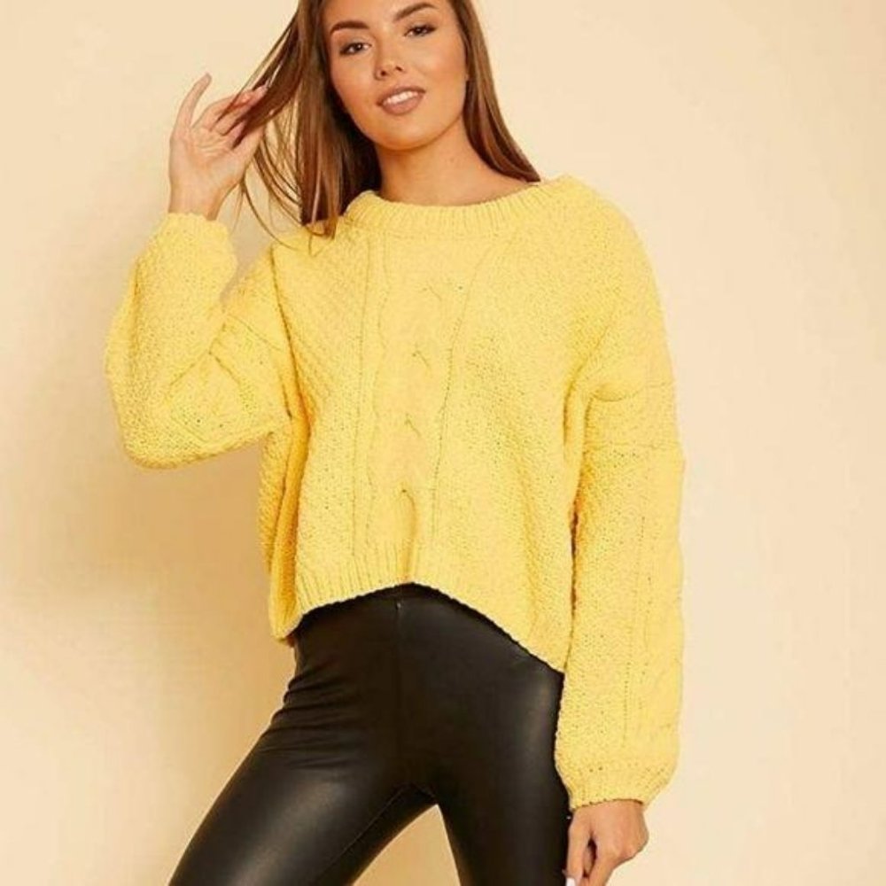 Sadie & Sage Azalea Yellow Crop Knit Sweater
